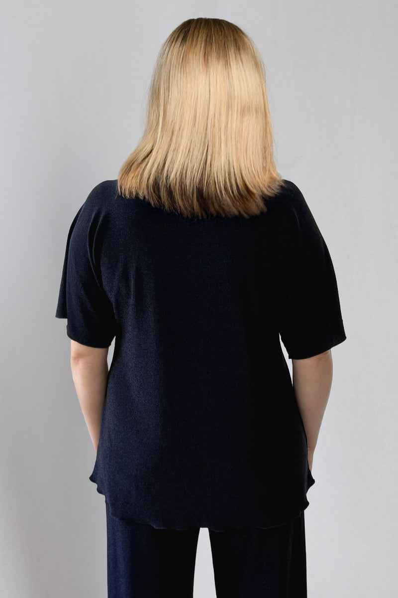 Midnight Blue Longer Sleeve Sparkle Jersey Top