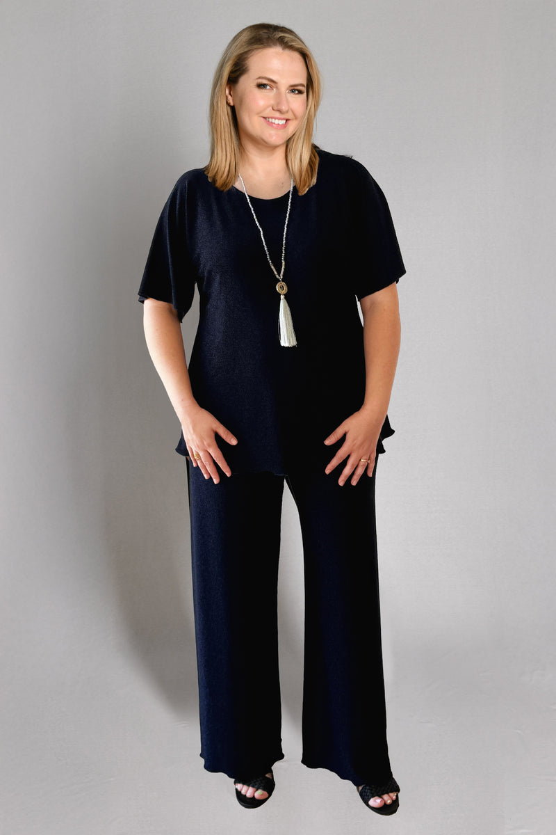 Midnight Blue Longer Sleeve Sparkle Jersey Top