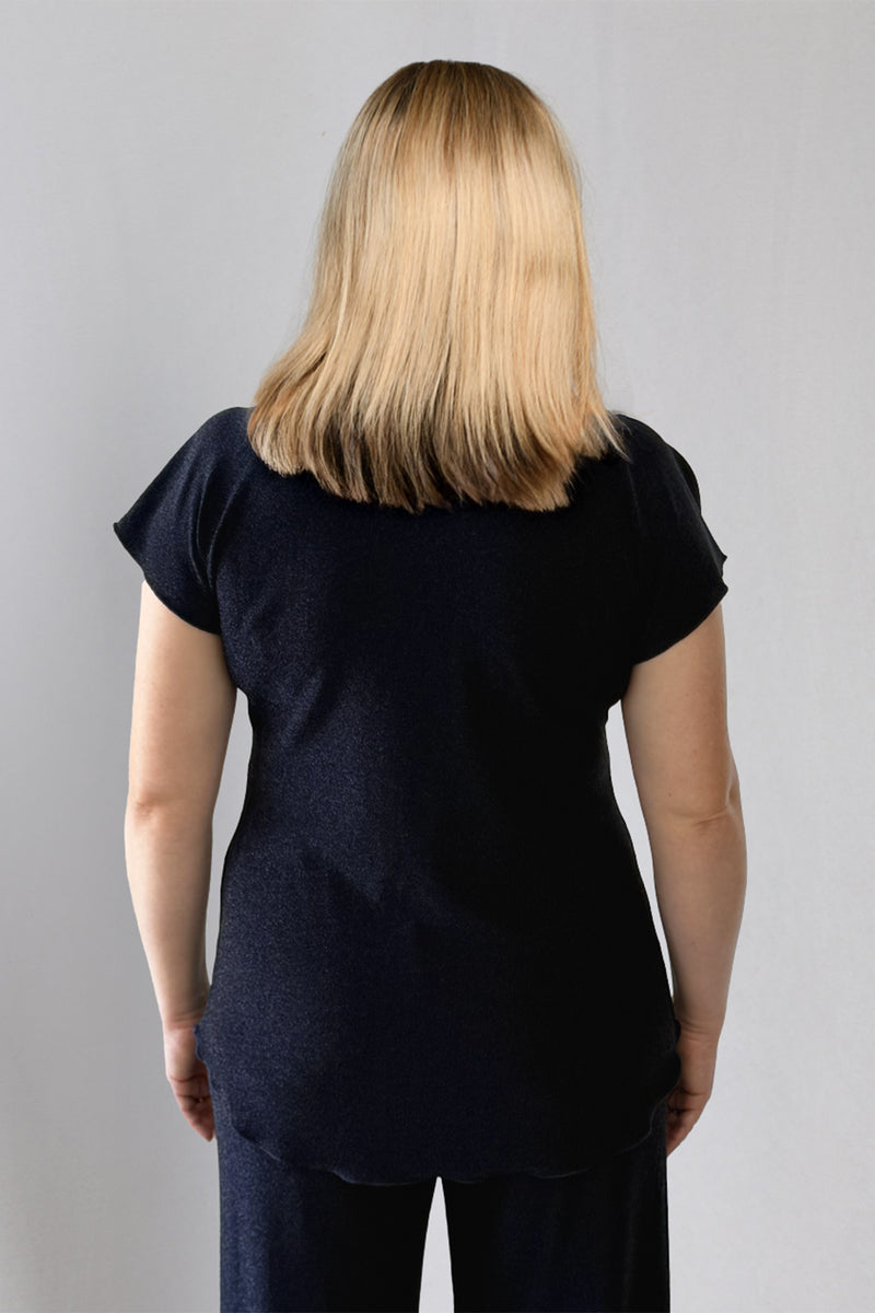 Midnight Blue Short Sleeve Sparkle Jersey Top