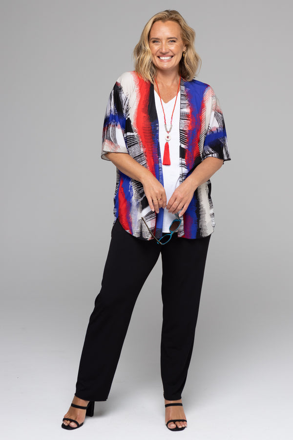 Multi-Colour Net Knit Short Sleeve Kimono