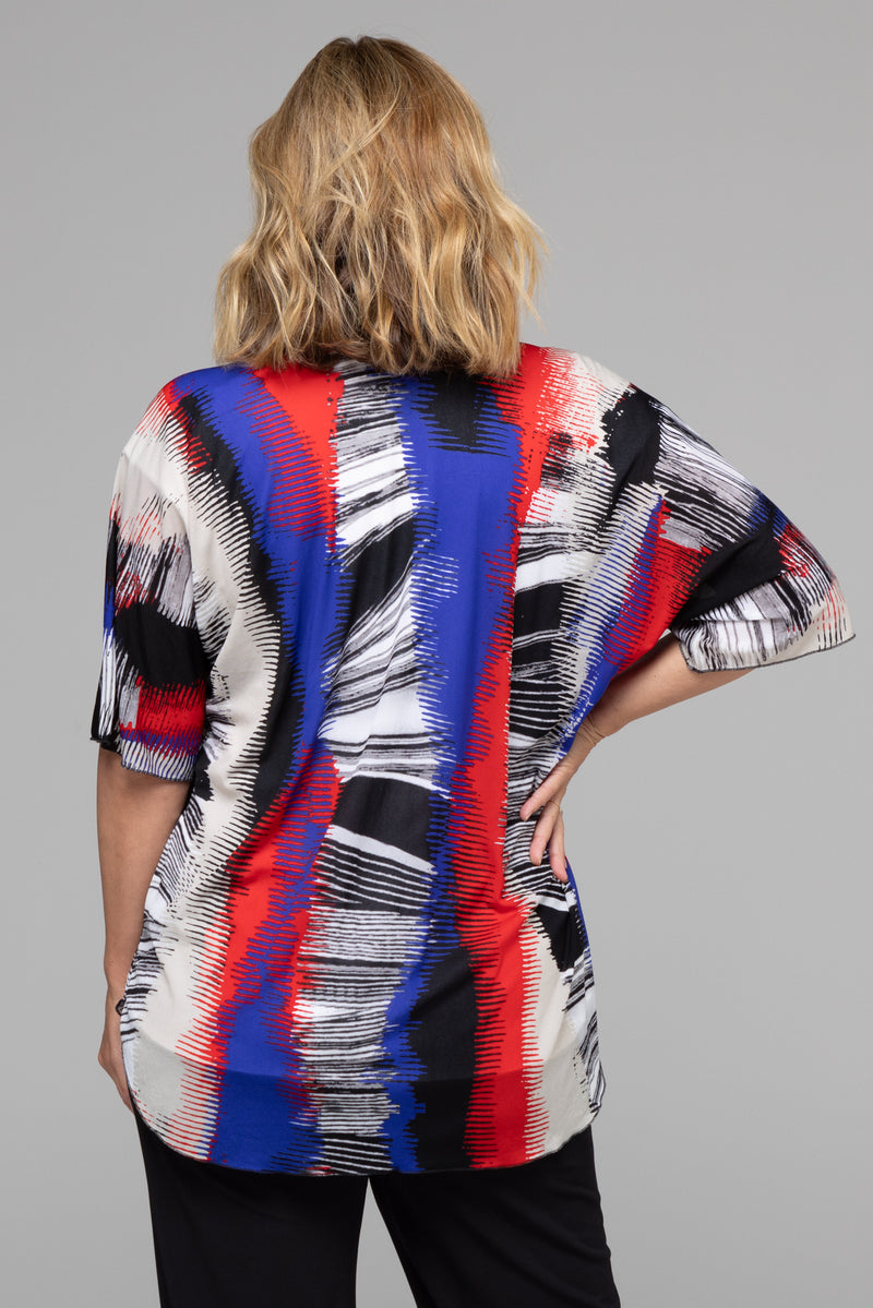 Multi-Colour Net Knit Short Sleeve Kimono