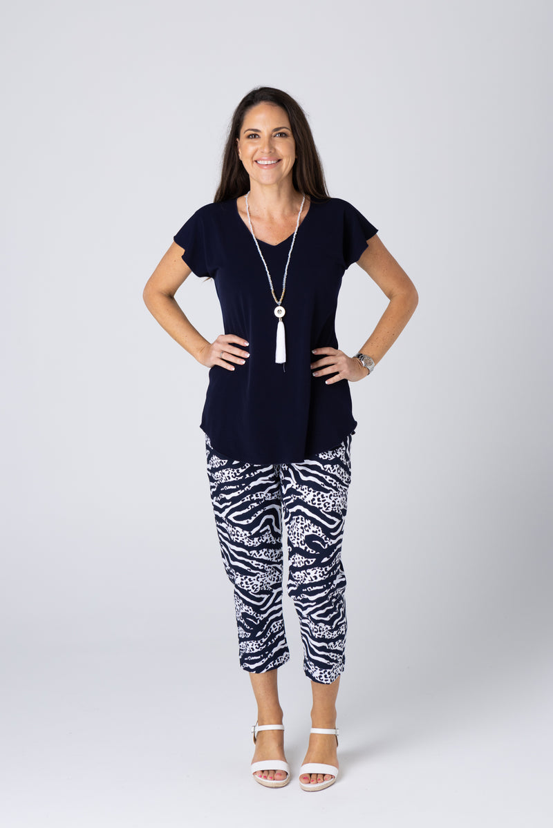 Ink Navy Microfibre Short Sleeve Top