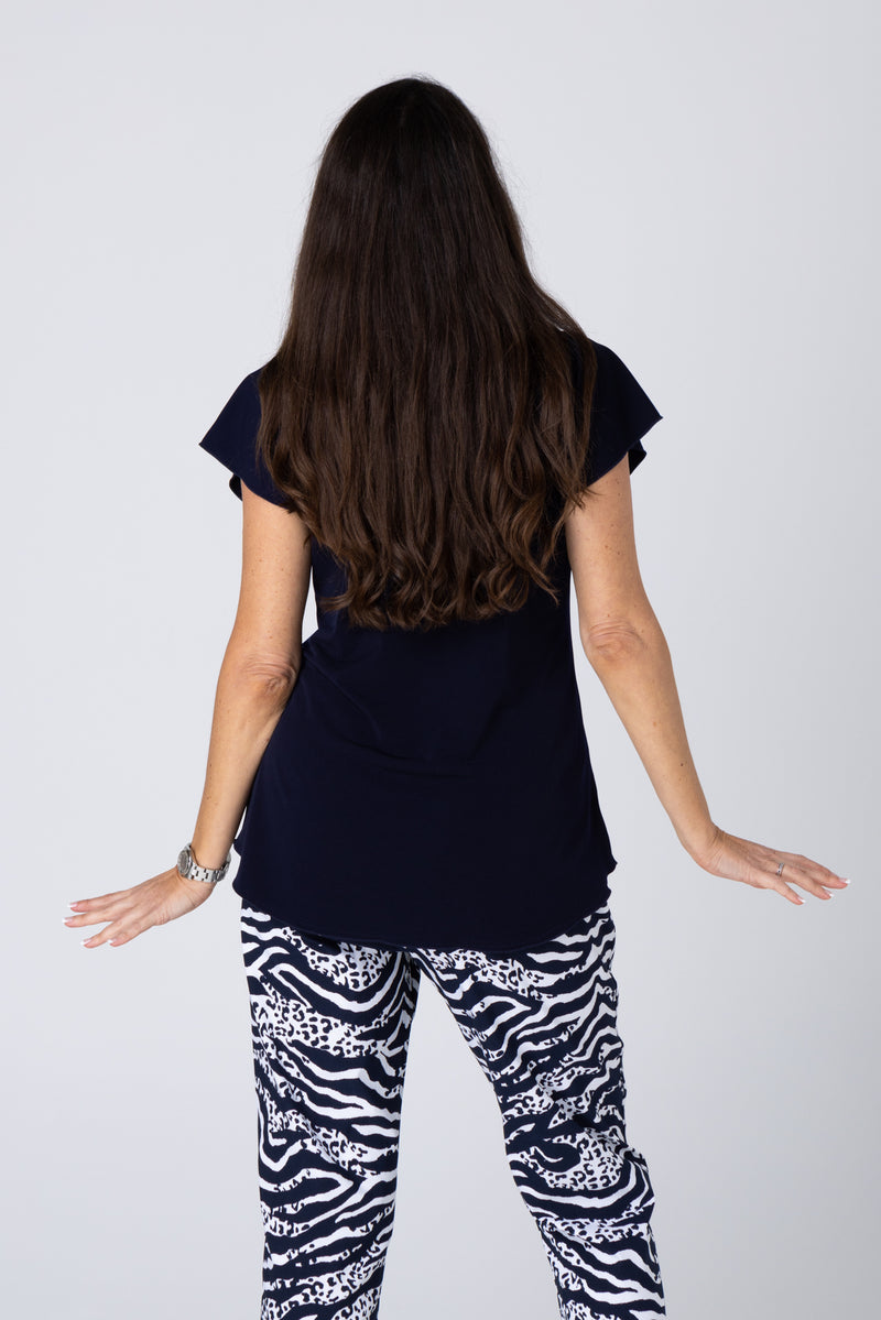Ink Navy Microfibre Short Sleeve Top