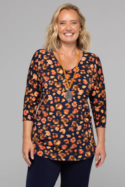 Quince Print 3/4 Sleeve Jersey Top