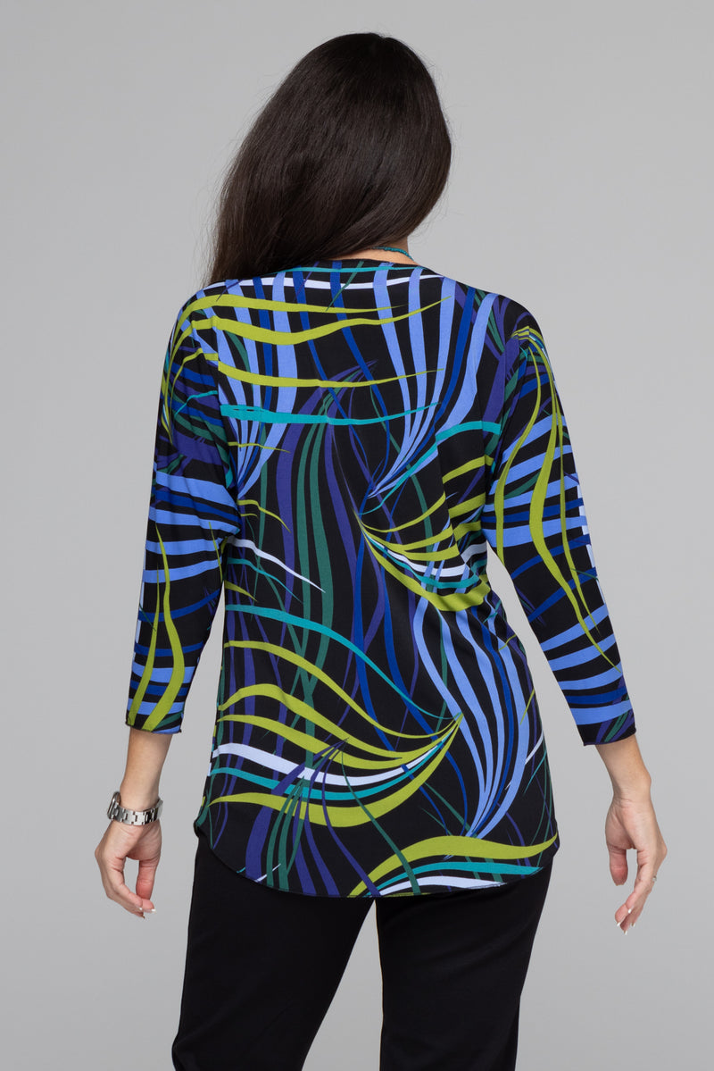 Ribbons Print 3/4 Sleeve Jersey Top