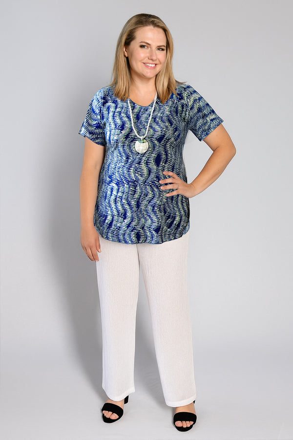 Ripple Print Longer Sleeve Jersey Top