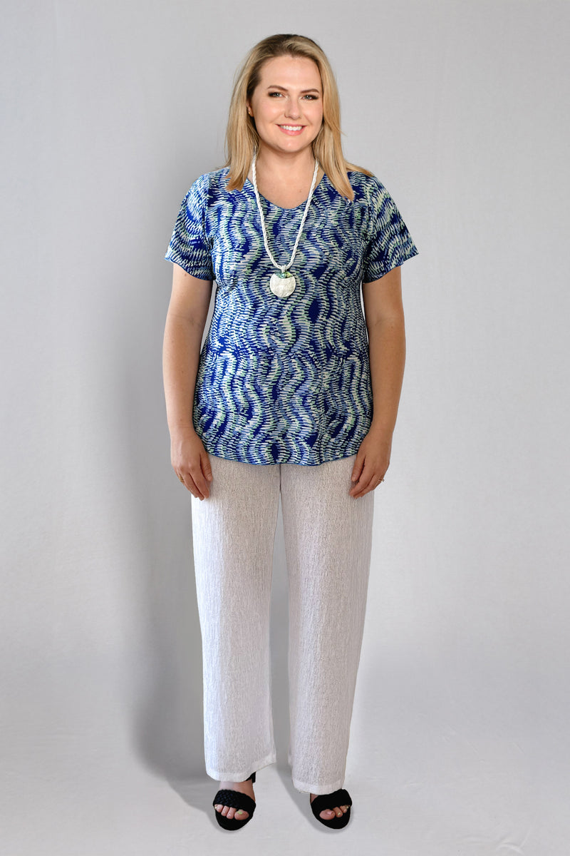 Ripple Print Longer Sleeve Jersey Top