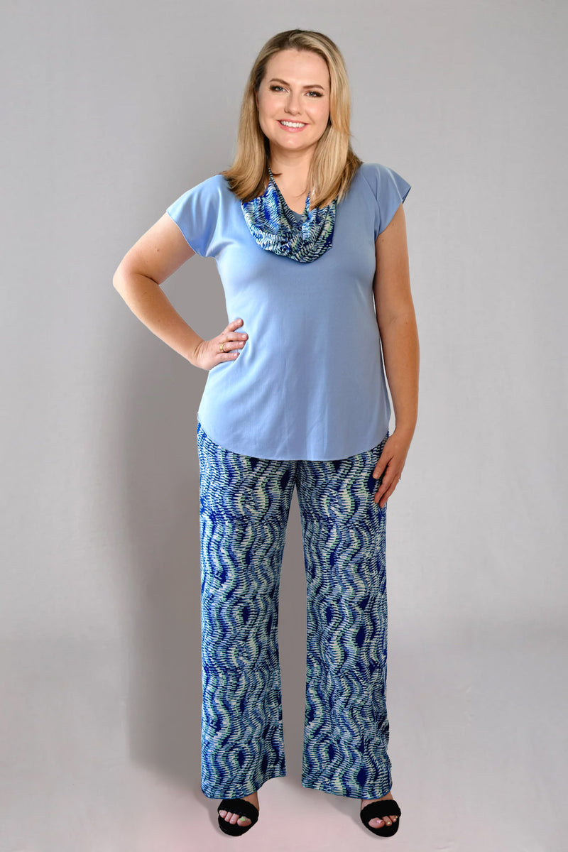 Ripple Print Wide Leg Jersey Palazzo Pants
