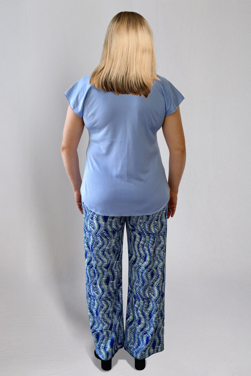 Ripple Print Wide Leg Jersey Palazzo Pants