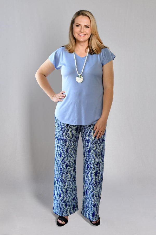 Ripple Print Wide Leg Jersey Palazzo Pants