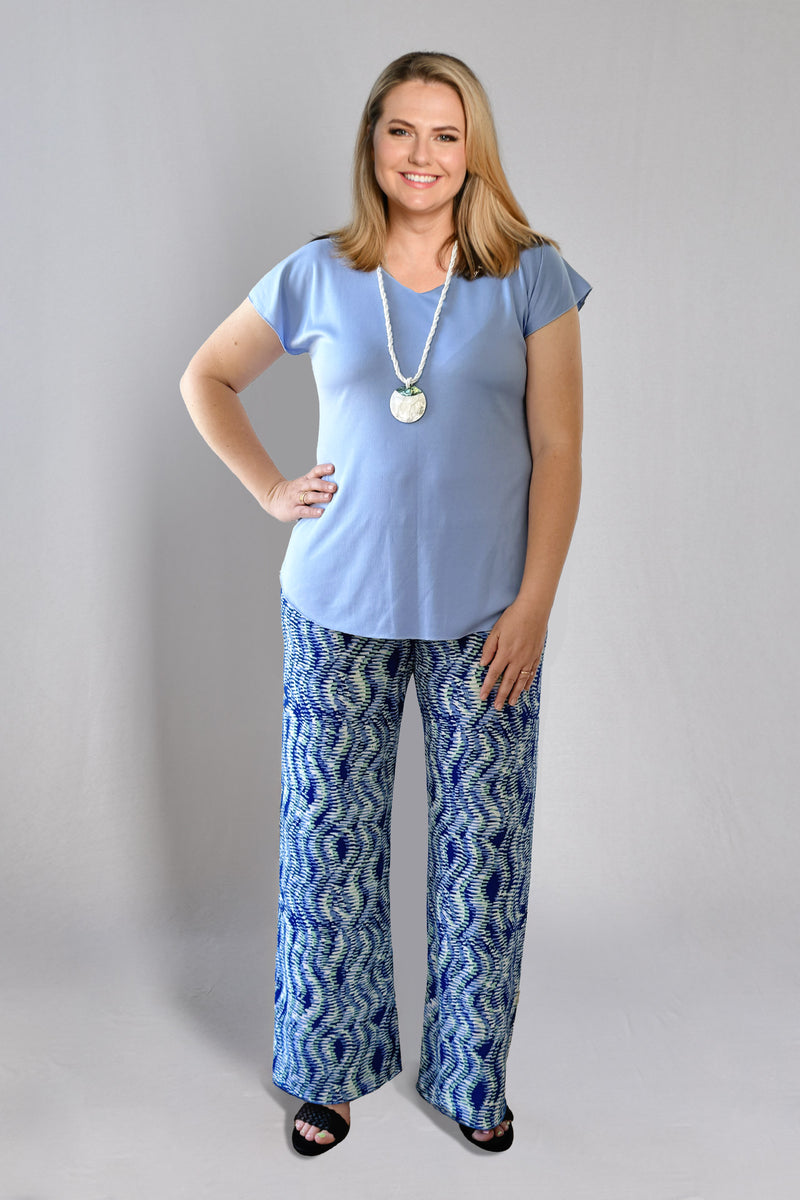 Ripple Print Wide Leg Jersey Palazzo Pants