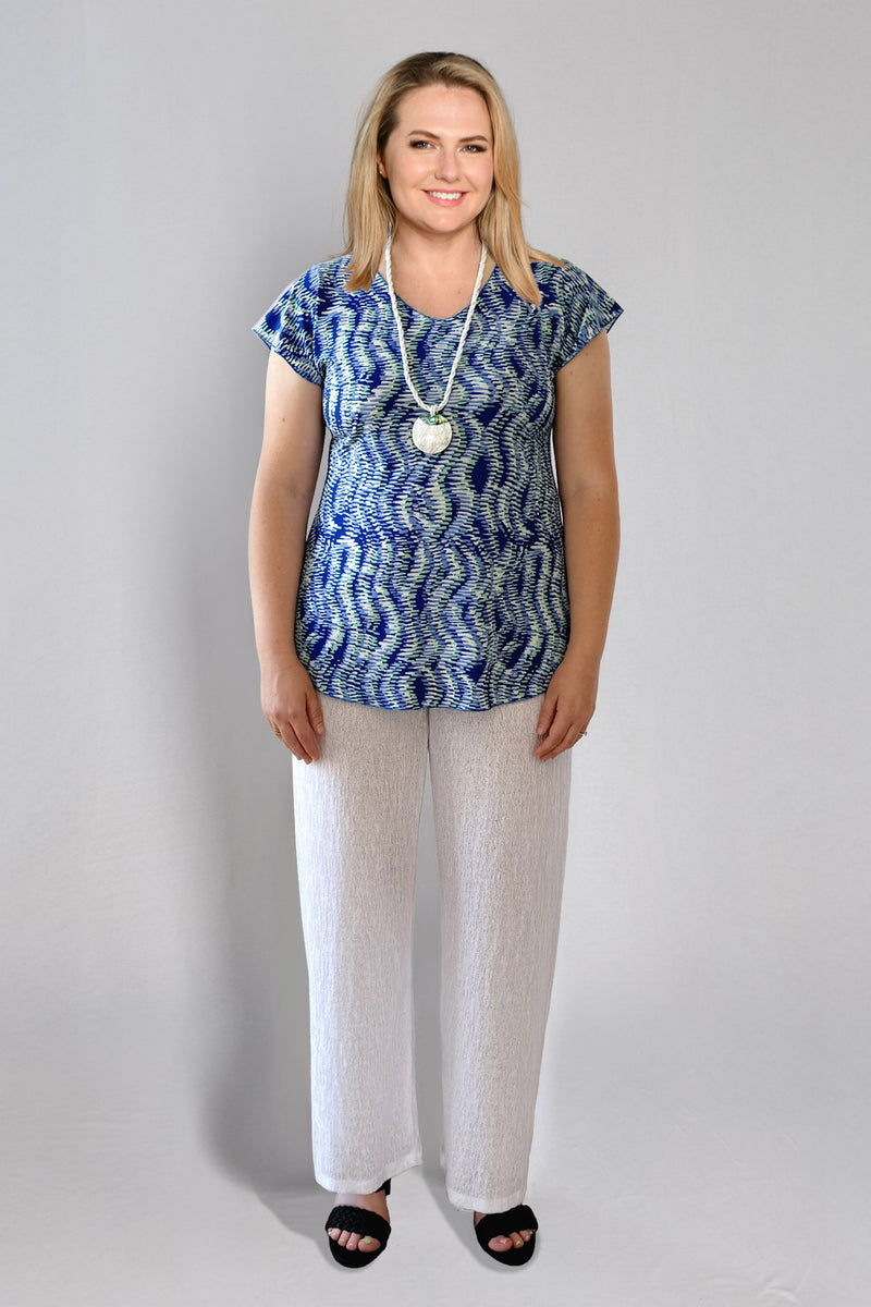 Ripple Print Short Sleeve Jersey Top