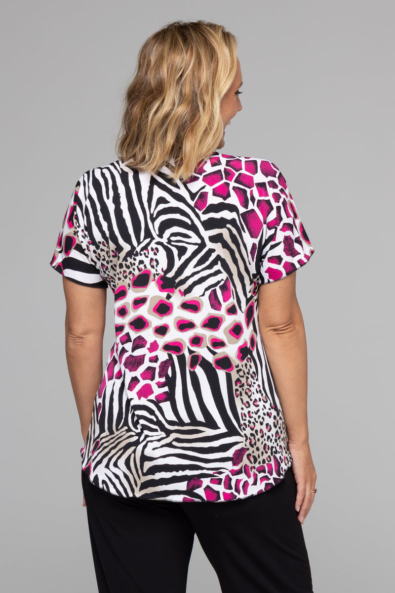 Rose Print Longer Sleeve Jersey Top