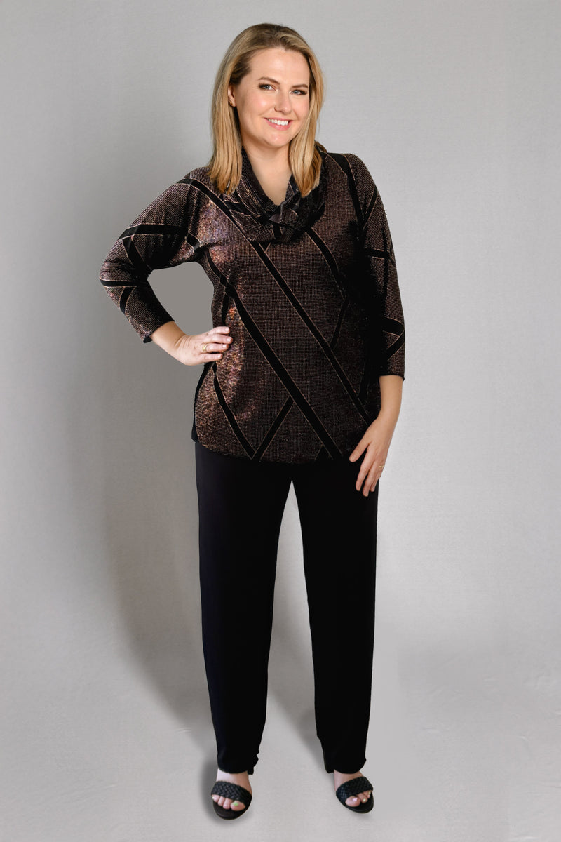 Rumba 3/4 Sleeve Sparkle Print Jersey Top