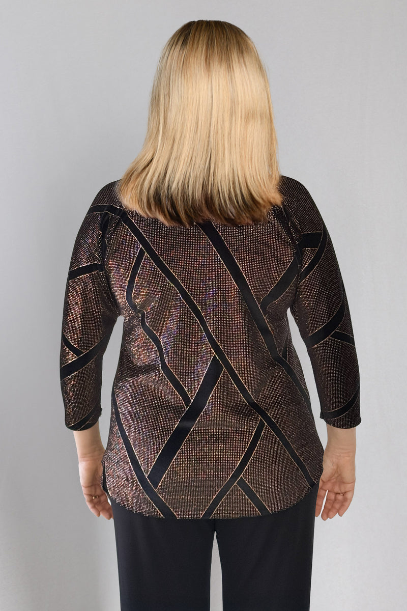 Rumba 3/4 Sleeve Sparkle Print Jersey Top