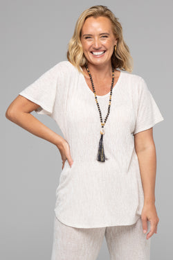 Sand Haven Poly/Rayon Knit Longer Sleeve top