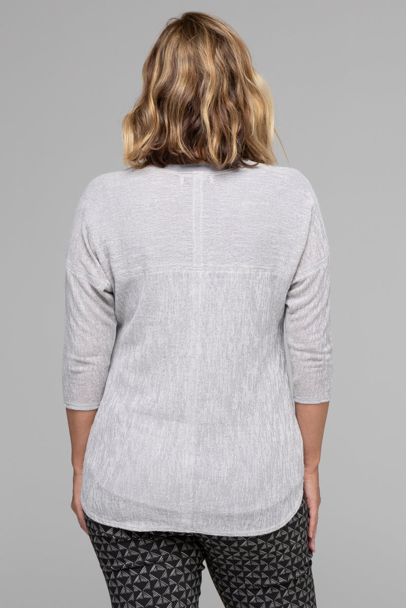 Silver Haven Feature Stitched Poly/Rayon Knit 3/4 Sleeve Top