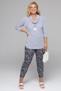 Monarch Print Stretch Rayon/Nylon Full Length Pants