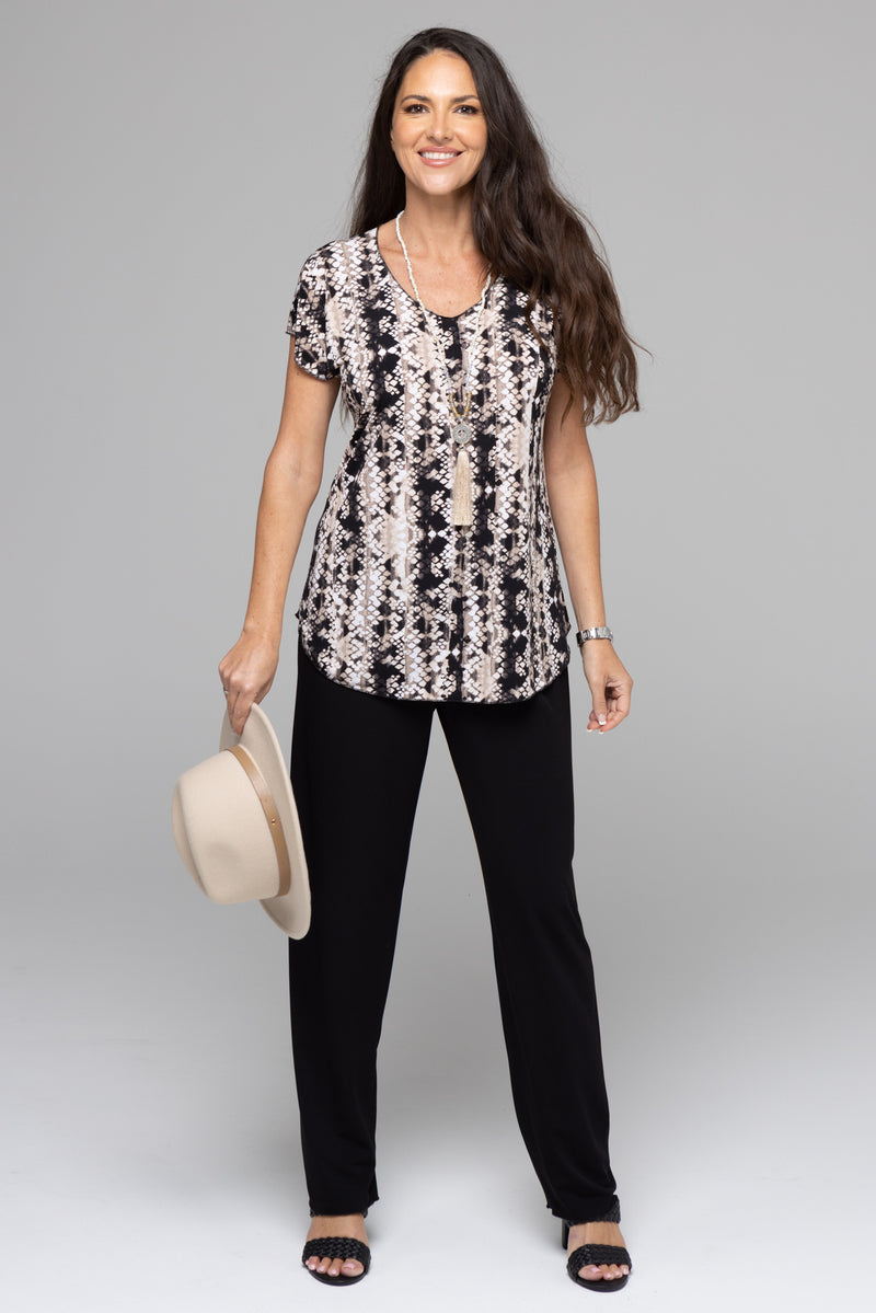 Tribal Print Short Sleeve Jersey Top