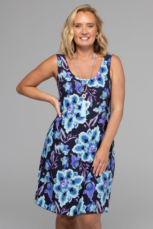 Velvet Print Jersey Sleeveless Dress