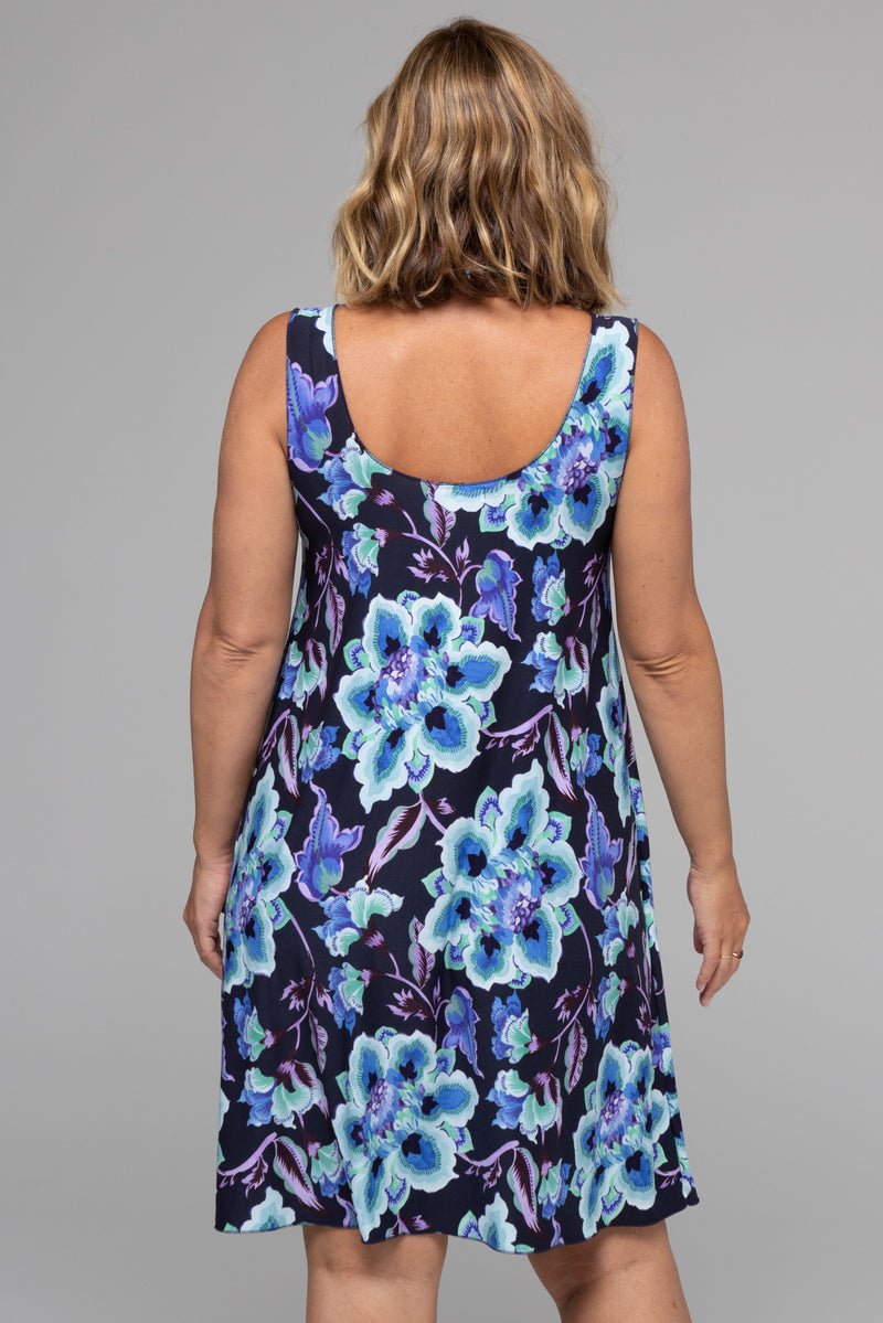 Velvet Print Jersey Sleeveless Dress