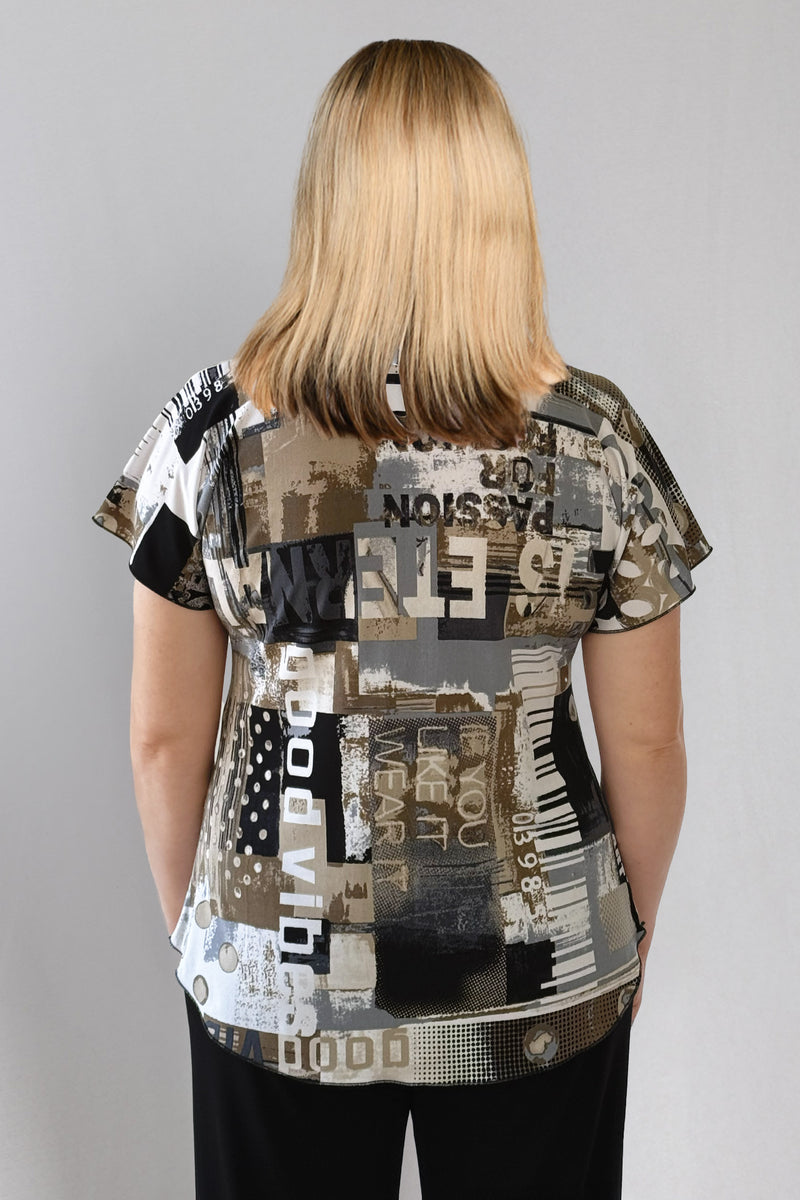 Vibe Print Longer Sleeve Jersey Top