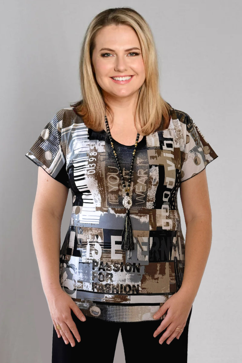 Vibe Print Longer Sleeve Jersey Top