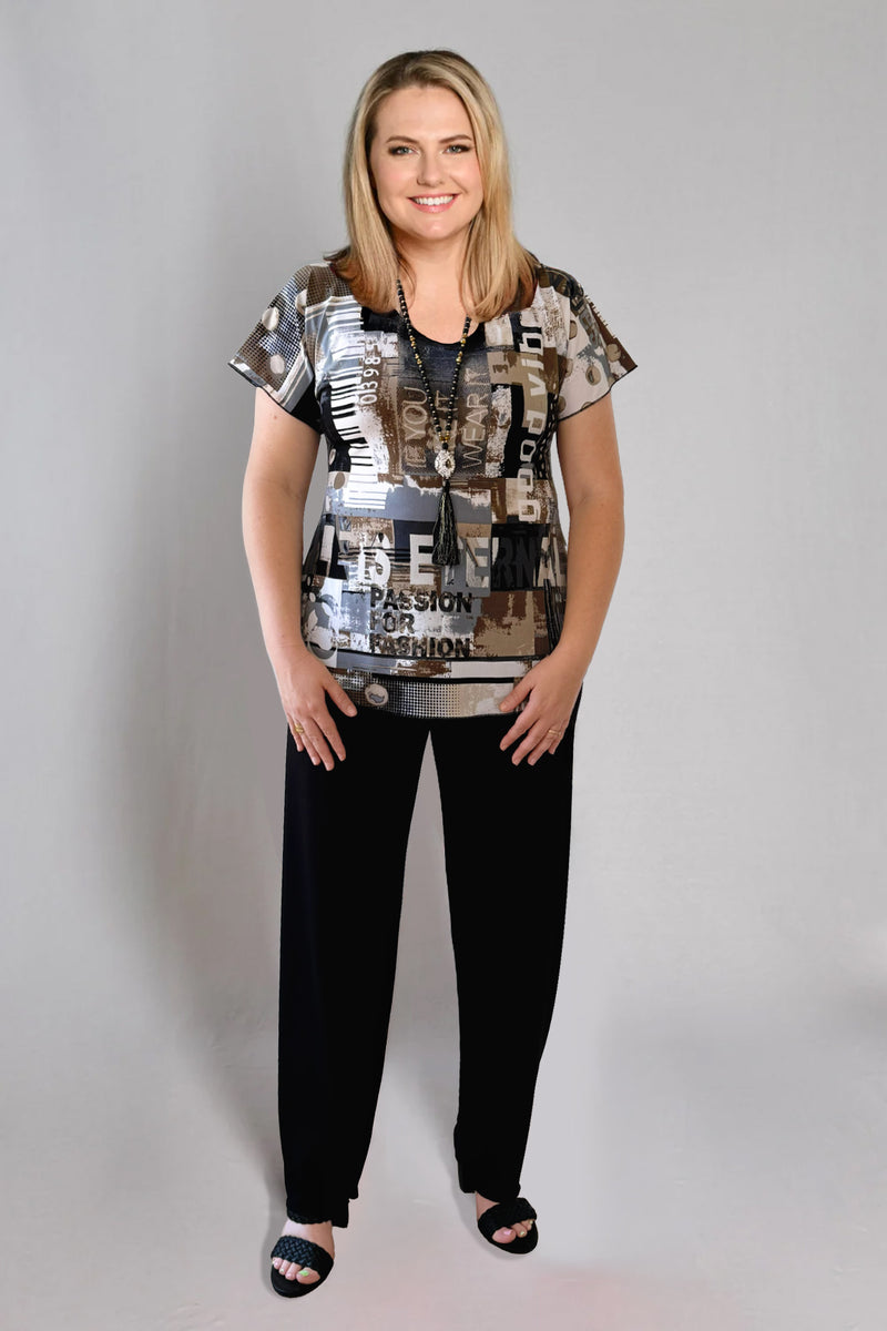 Vibe Print Longer Sleeve Jersey Top