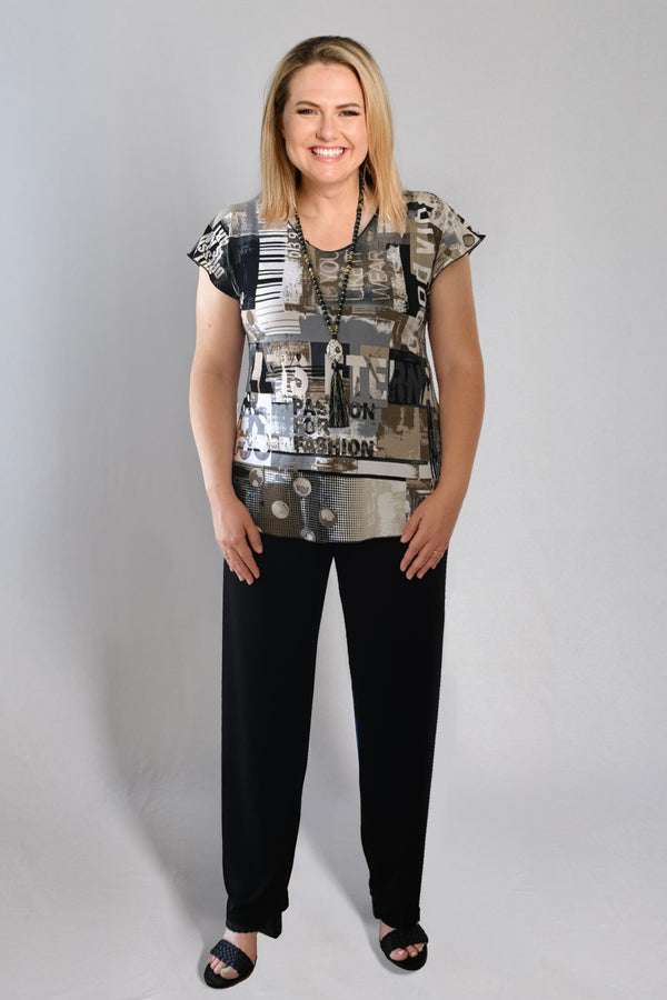 Vibe Print Short Sleeve Jersey Top