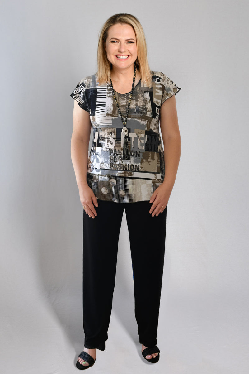 Vibe Print Short Sleeve Jersey Top