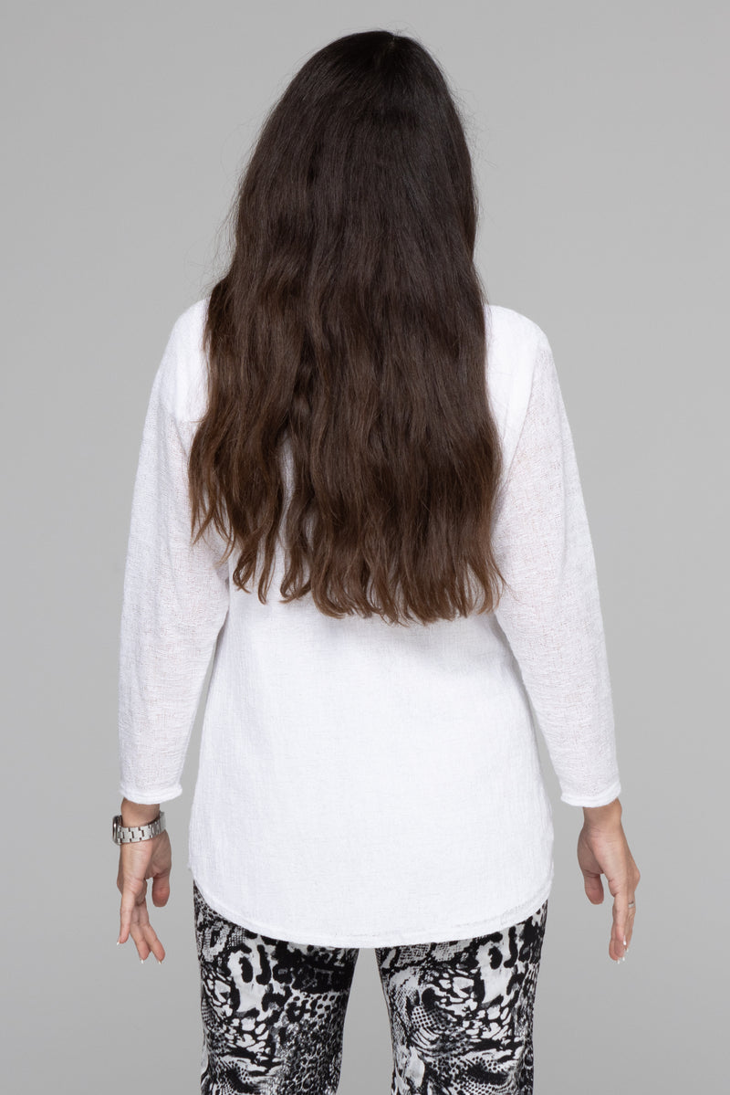 White Haven Cowl Neck Poly/Rayon Knit 3/4 Sleeve Top