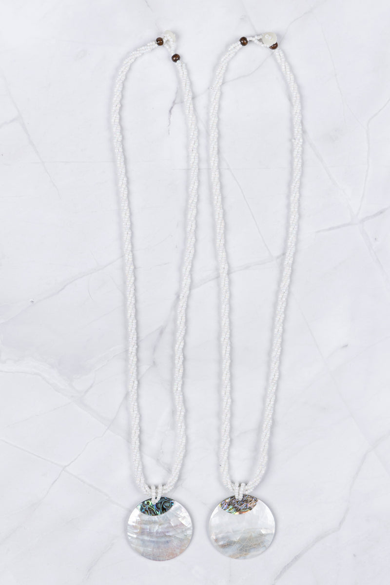 Natural Paua and Aqua Paua Mother of Pearl Pendant Necklaces
