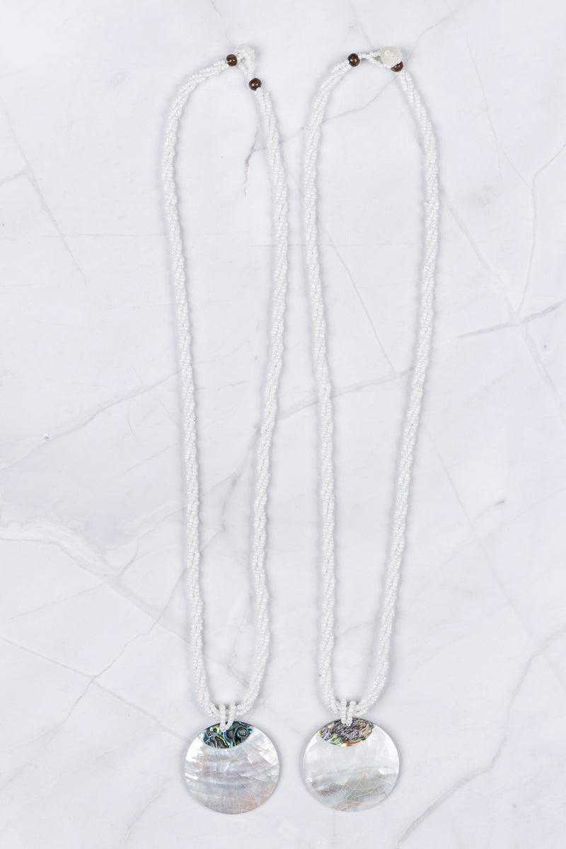 Natural Paua and Aqua Paua Mother of Pearl Pendant Necklaces