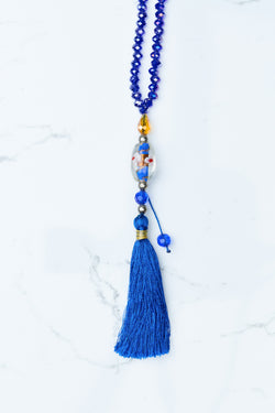 Royal Blue Tassel Necklace