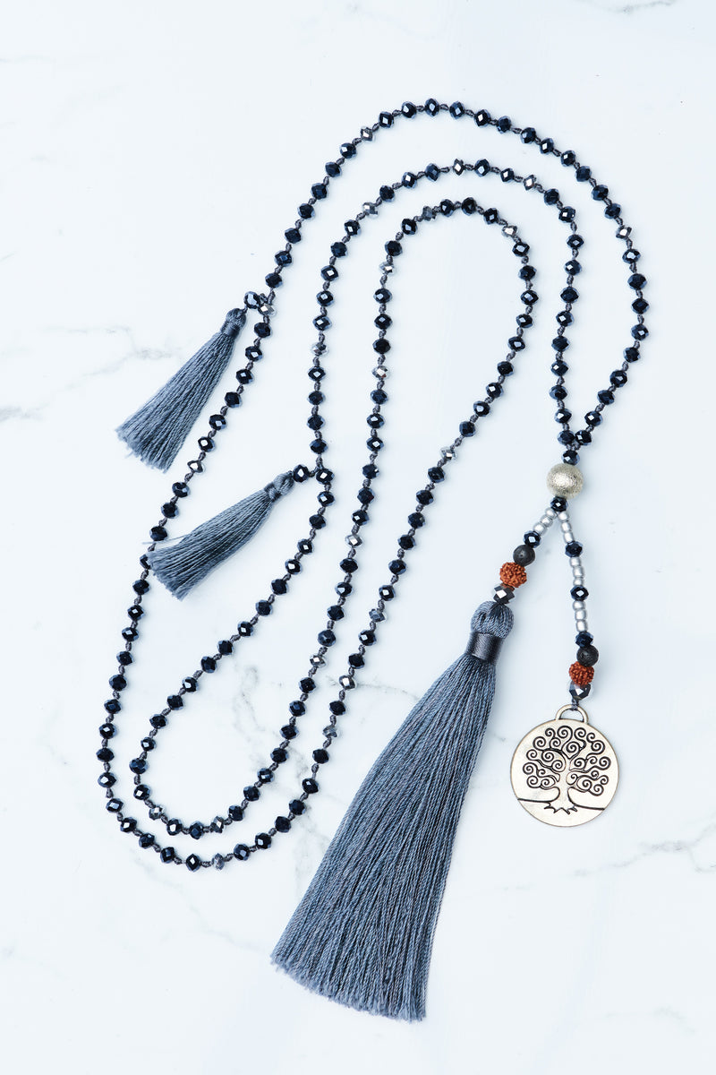 Grey tassel necklace sales