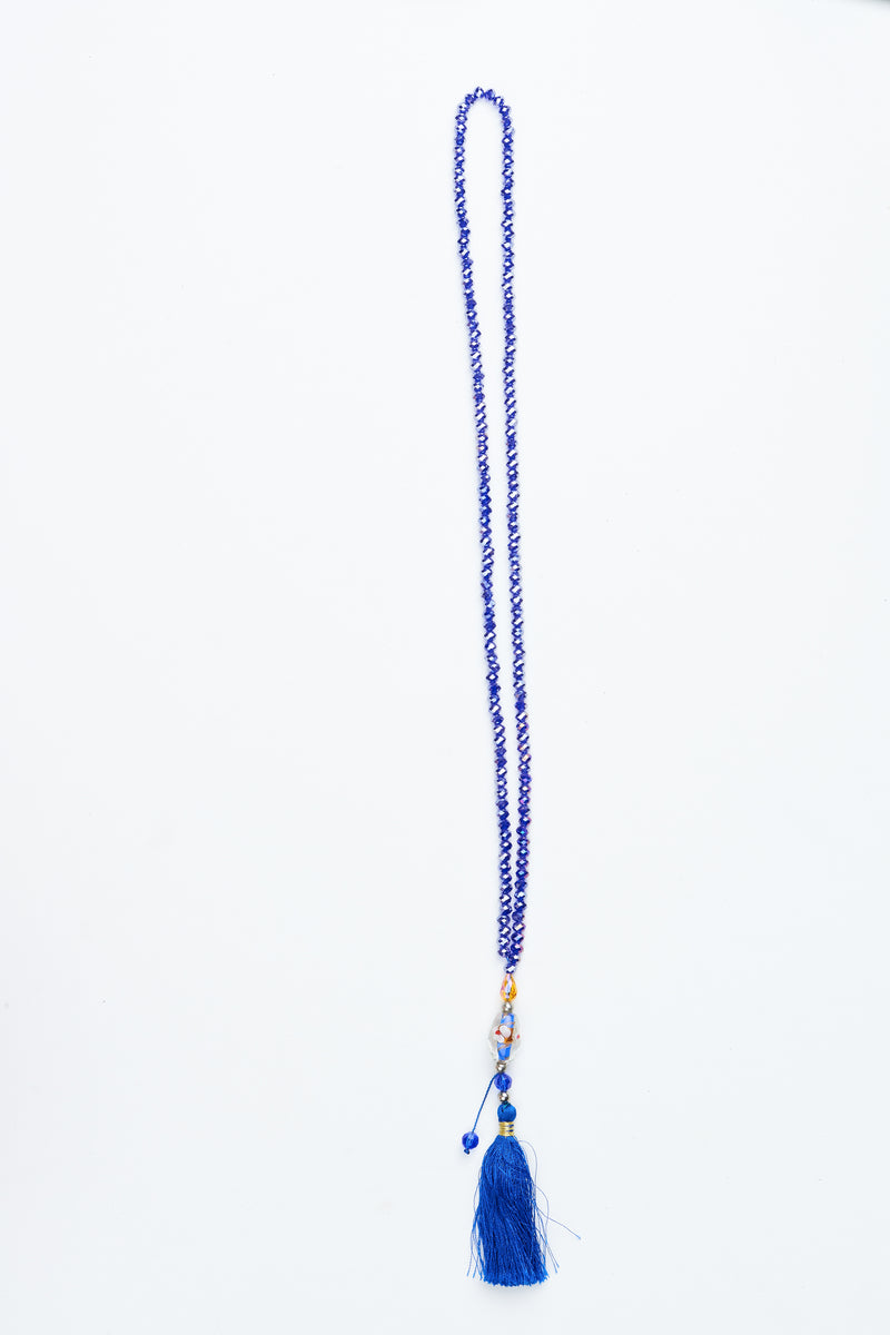 Royal Blue Tassel Necklace