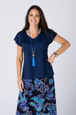 Navy Activewear Shorter Skirt Length Top