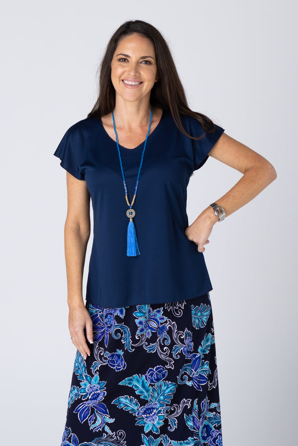 Navy Activewear Shorter Skirt Length Top
