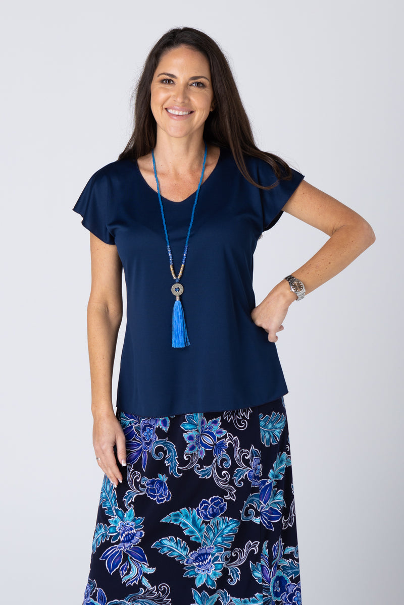 Navy Activewear Shorter Skirt Length Top