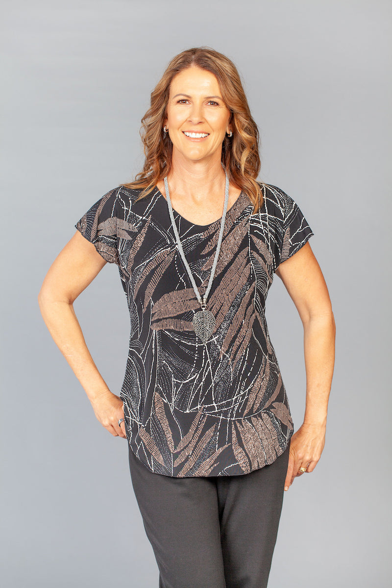 Bark Print Short Sleeve Jersey Top