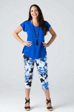 Berry Print Stretch Cotton Sateen Capri Pants