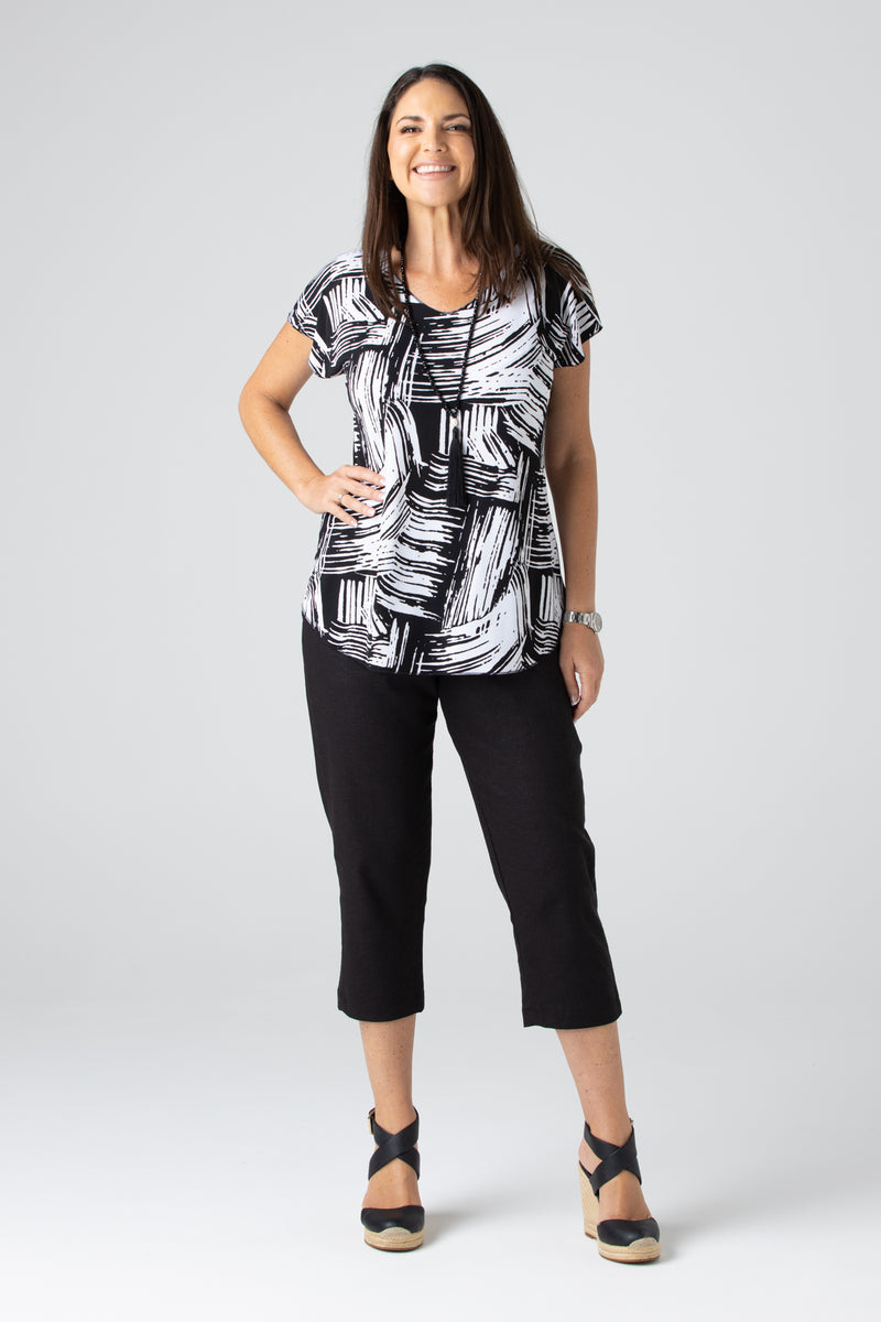 Brush Print Short Sleeve Jersey Top