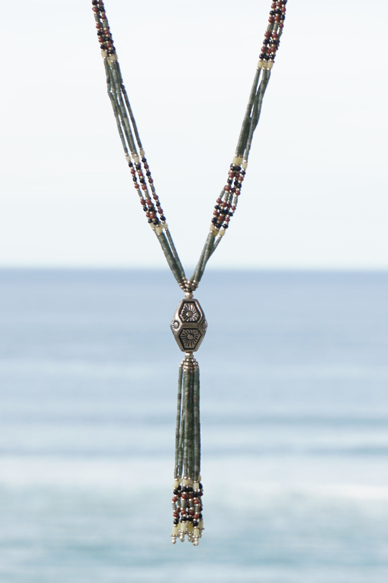 Burmese Jade and Silver Tassel Necklace