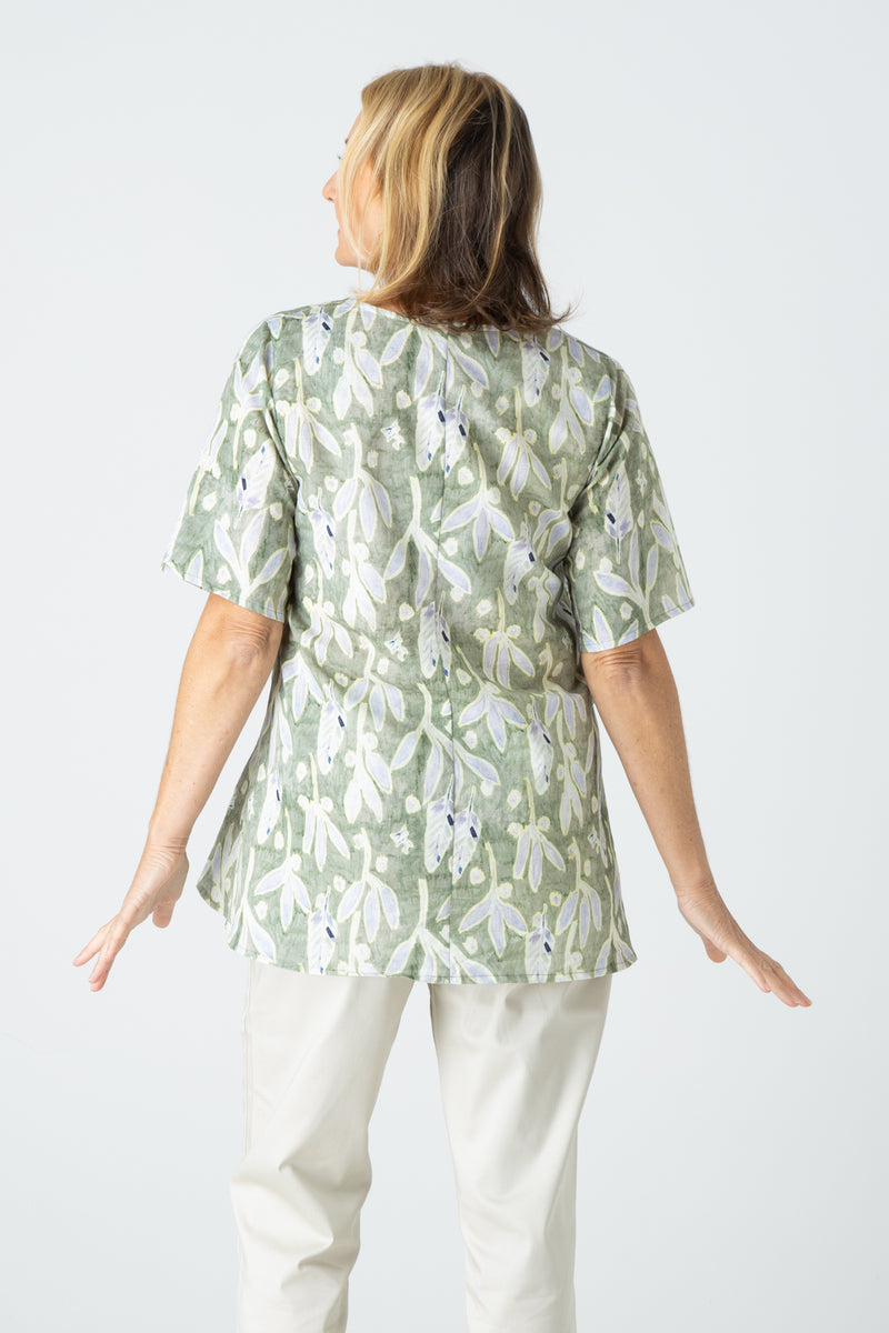Cactus Short Sleeve Linen/Silk Swing Shirt