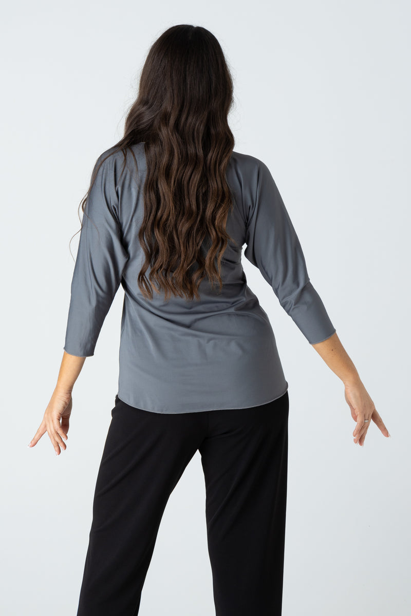 Charcoal Jersey 3/4 Sleeve Top