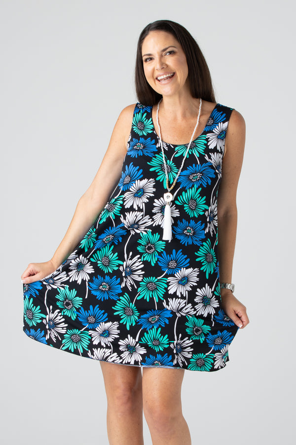 Daisy of Cairns Print Jersey Sleeveless Dress