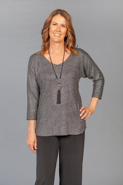 Glitter Print Jersey 3/4 Sleeve Top