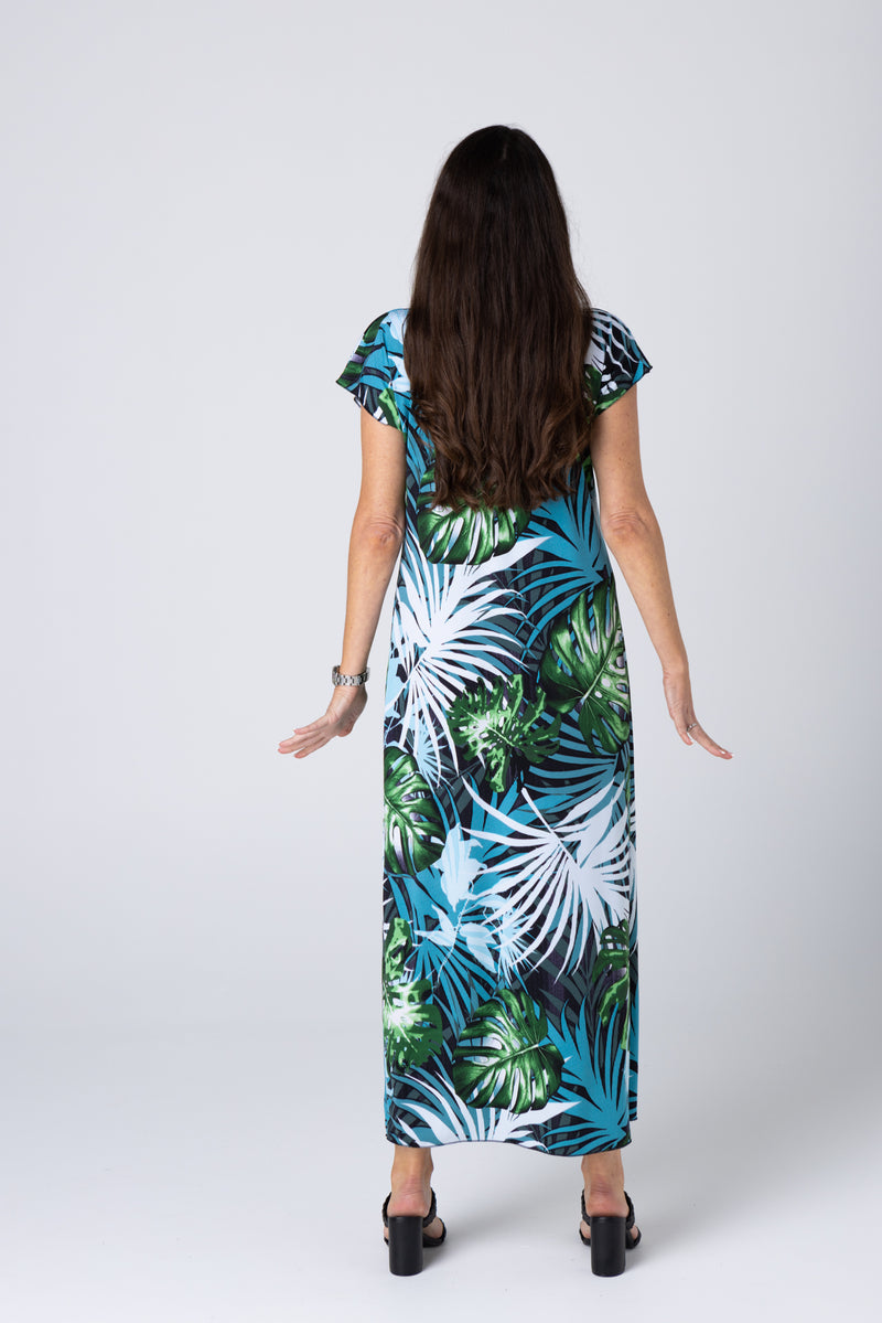 short sleeve maxi dress australia Naomi Maxi Dress, Pale Blue Floral