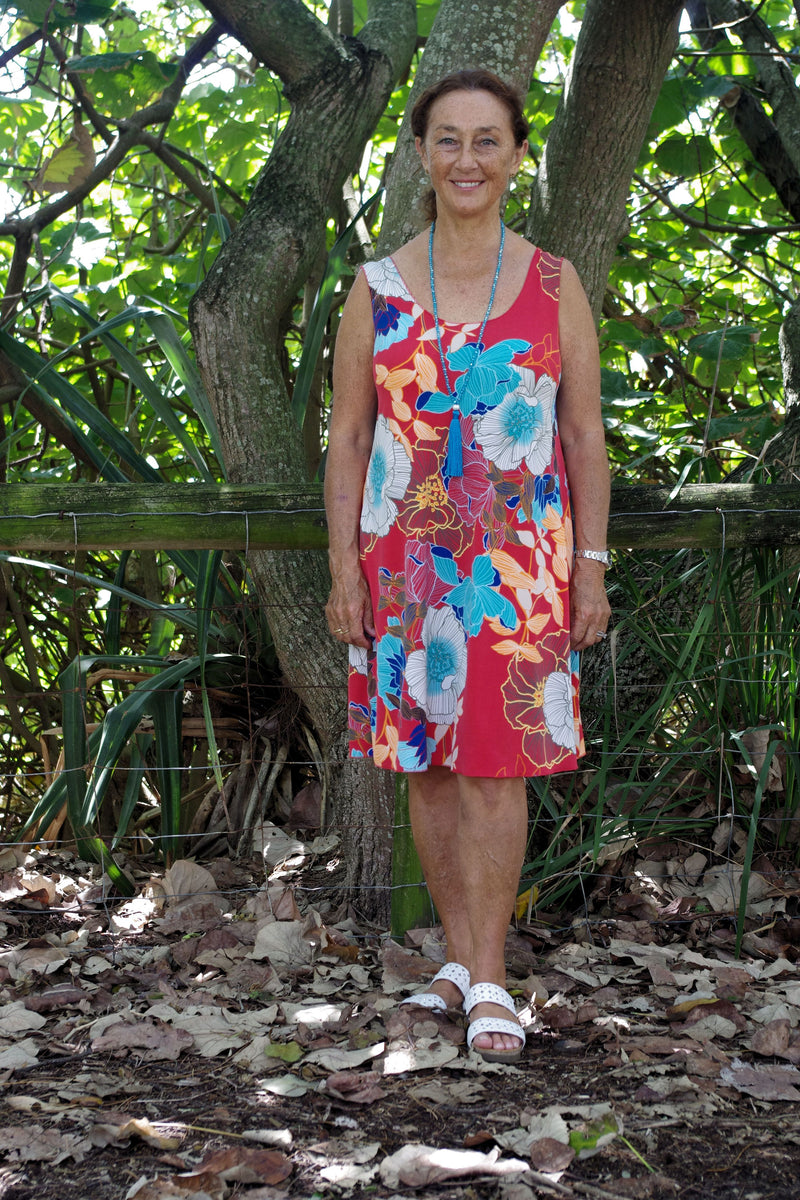 Sun Print Jersey Sleeveless Dress