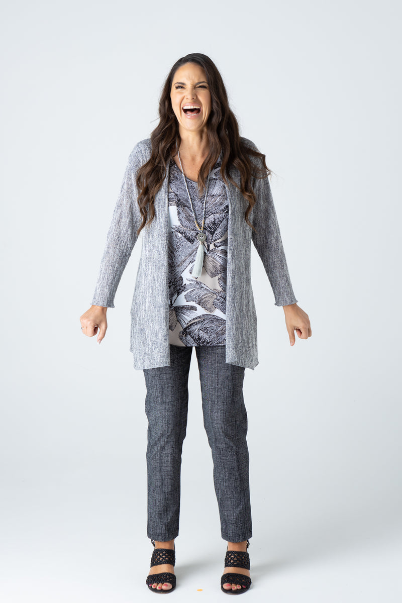 Ink Poly Rayon Long Sleeve Cardigan
